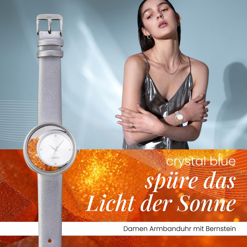 crystal blue Women's Watch Gemstone Jewellery Lapslazulli Amber Rose Quartz