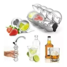 DIY ICE FOOD 2 Moldes De Esfera 4 Cavidades Bolas De Hielos/fruta/nieve