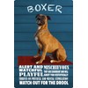 Ontrada Holzschild 20x30cm Boxer Hund Watchful Playful Holz Schild