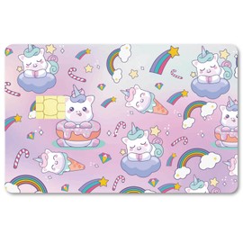 CREATCABIN Unicorn Card Sticker, Rainbow Credit Card Case, Waterproof, Debit/Bank Card Sticker, Skin Protection, Credit Cover, Card Sticker, Removable, for Transport, Card Decoration, 186 x 137 mm