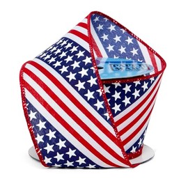 Paper Mart Patriotic Ribbon, Wired Ribbon 2.5 Inch Wide, 10 Yards of Red White and Blue Ribbon for Memorial Day, 4th of July, and Labor Day