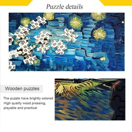 xigua Van Gogh Starry Night Over The Rhone Puzzle 500 Piece Jigsaw Puzzle,Ntellectual Decompression Puzzles Gamefor Kids Adult Gift