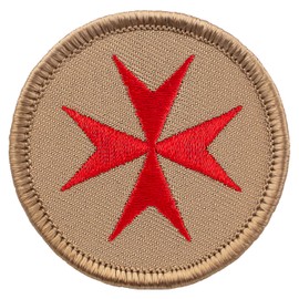 Templar Cross Patrol Patch - 2" Diameter Round Embroidered Patch (Hook-Fastener)