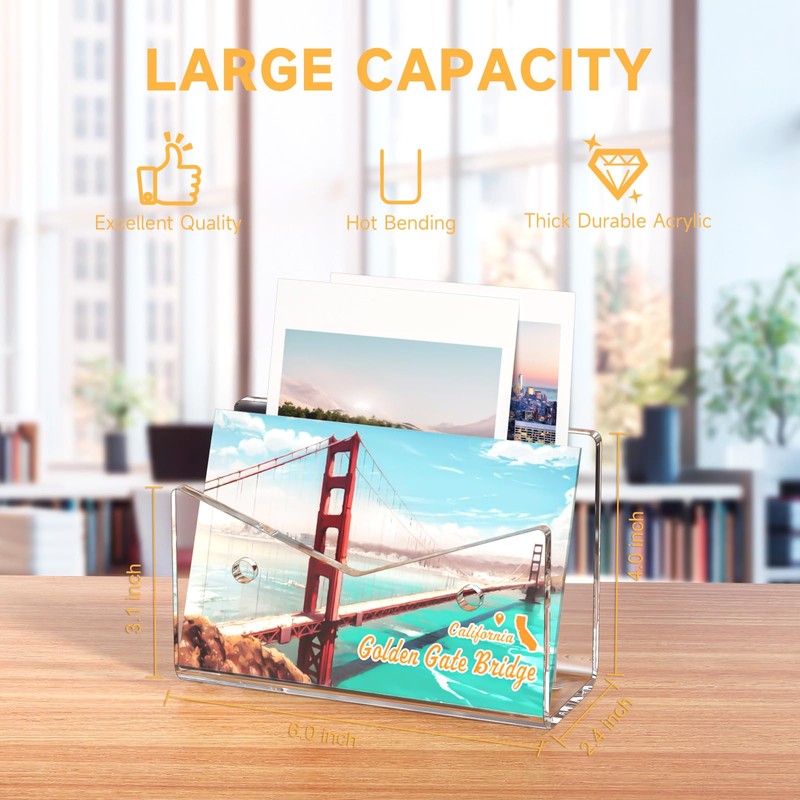 Rulyyo Mail Organizer Envelope Holder - Clear Acrylic Mail Holder