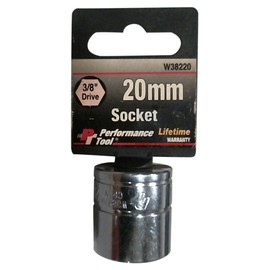 Performance Tool W38220 6-Point Socket, 3/8-Inch Drive, 20mm