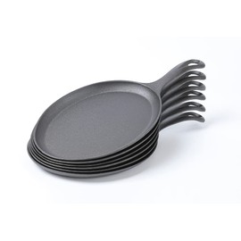 HAWOK Cast Iron Fajita Plate Sizzler Pan, Pre-seasoned Cast Iron Skillet, Set of 6