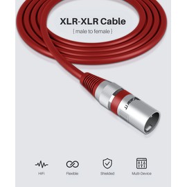 GearIT XLR to XLR Microphone Cable (1 Feet, 6 Pack) XLR Male to Female Mic Cable 3-Pin Balanced Shielded XLR Cable for Mic Mixer, Recording Studio, Podcast - Multi Colored, 1Ft, 6 Pack