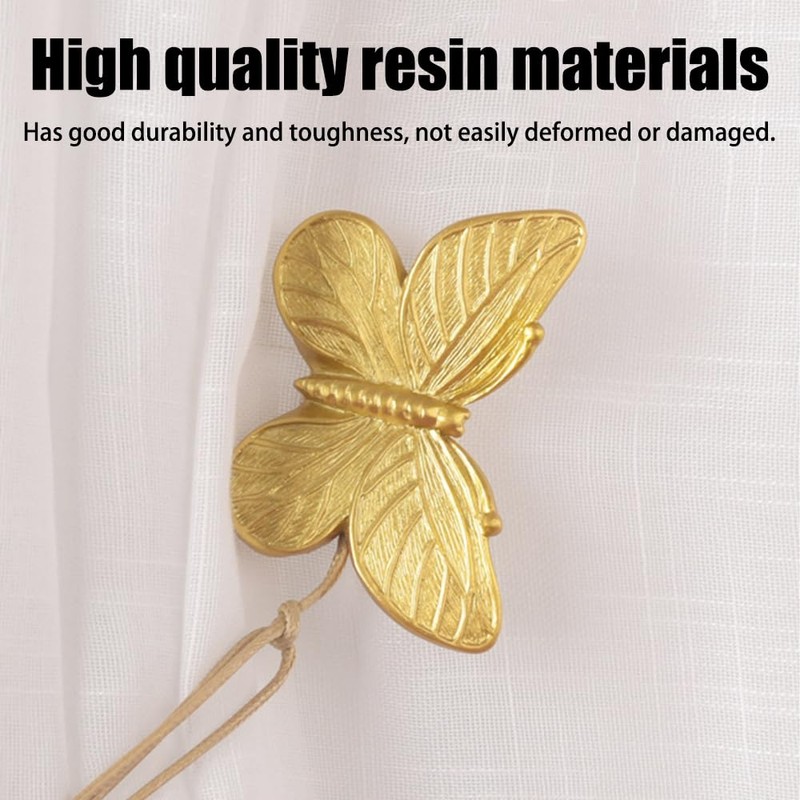 2 PCS Curtain Holdbacks,Resin Magnetic Butterfly Curtain Tie Back Clips
