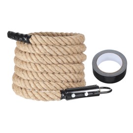 MECCANIXITY Climbing Rope 18ft x 1.5", Gym Climbing Rope Thick Twine Ropes Jute Natural Brown Burlap Cord String Heavy Twisted for Workout Rock Exercise Indoor Outdoor Fitness Training