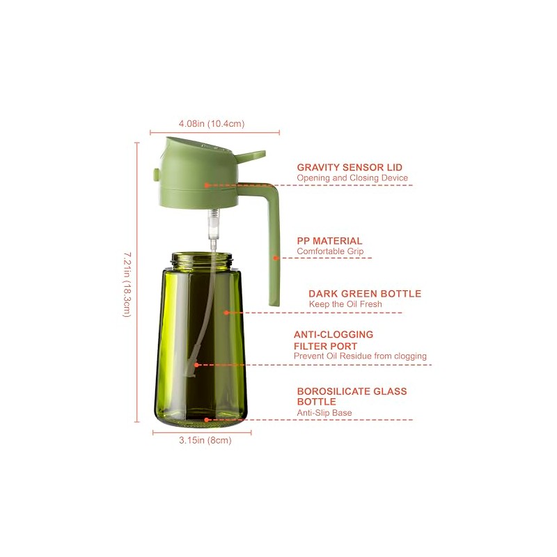 CXINYI 2-in-1 Olive Oil Dispenser and Sprayer - Black &