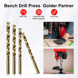 Artymaster Drill Bit Set, 5pcs (3/8") M35 HSS Twist Cobalt Drill Bits for Stainless Steel, Hardened Steel, Cast Iron, Plastic and Wood,AM07G