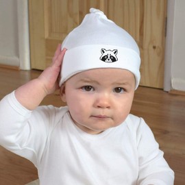 'Cute Raccoon Head' Baby Beanie Hat (BH00027371) White
