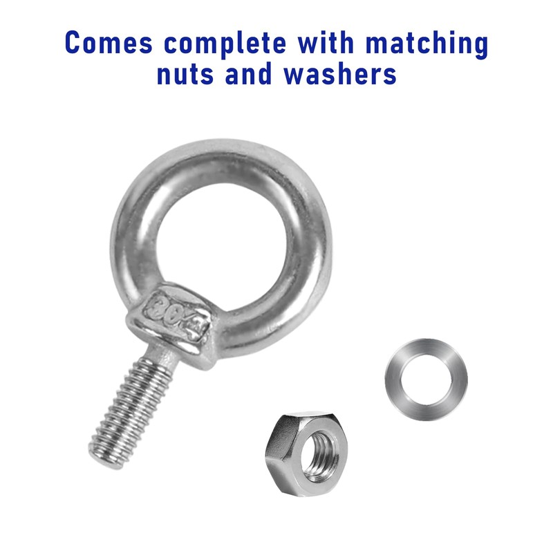 10 Pack M4 Eyebolt with Nut, M4 Screw Eye Bolts