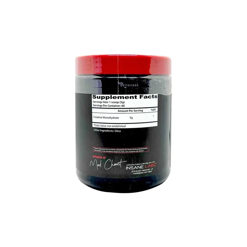 Creatina Monohidratada Insane Labz 300g 60 Servs Sin Sabor