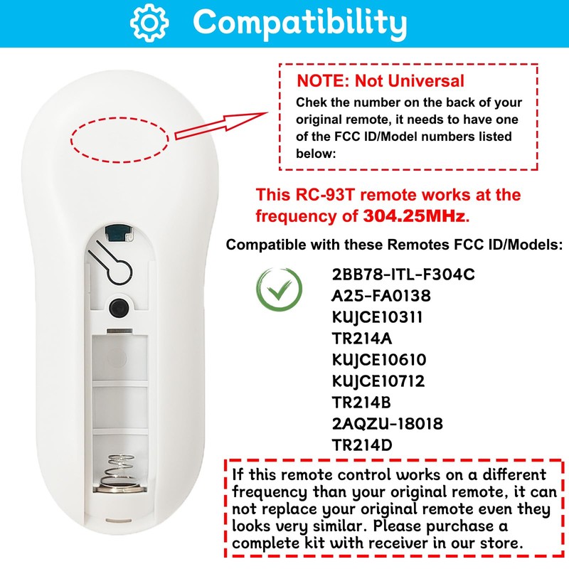 Ceiling Fan Remote Control Replacement for Harbor Breeze, Replace for