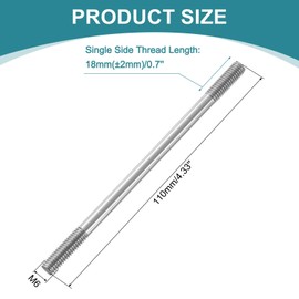 uxcell 5pcs Double Ended Stud Screws, M6x110mm 304 Stainless Steel Dual Threaded Rod Bolts with Nuts and Flat & Lock Washers Double End Threaded Stud Screw Bolt for House Maintenance