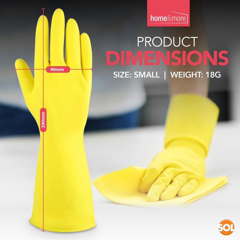 SOL 4prs Rubber Gloves Small, Multipurpose Househould Cleaning Gloves, Non-Slip