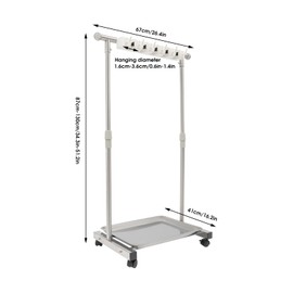 YIYIBYUS Movable Broom mop Holder, Garden Tool Organizer 5 Slots with Hooks, Floor Standing Cleaning Tool Rack Stainless Hold Long-Handled Tool/Rake/Broom for Garage, Closet,Cabinet