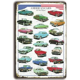 Historical Retro Vintage Tin Sign Suitable for USA America Vintage Cars 30 x 20 cm (Cars of the 50s)