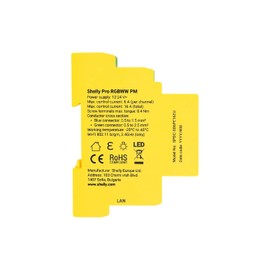 Shelly Pro RGBWW PM, LAN, WLAN & Bluetooth, Smart Light Controller, White Channels (CCT), LED Strips, Light Control, Power Monitoring, Dimming, No Hub Required
