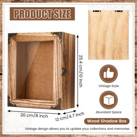 Cinnvoice 8x10 Inch Shadow Box Frame Depth 4.7in Shadow Boxes Display Cases with Cork Board Backing Rustic Burnt Wood Box for Flowers Bouquet Wedding Picture Photo and Keepsake(Rustic Brown)