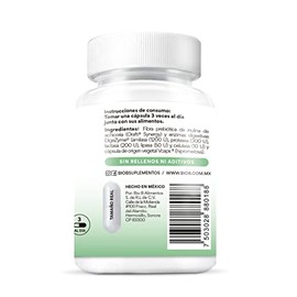 BIO B | Enzimas Digestivas Digezyme® + Prebióticos | 90 cápsulas veganas | Complejo multi enzimático patentado: amilasa, lipasa, proteasa, celulasa, l