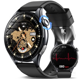 Marsyu 2025 Smartwatch für Herren, 1,56 Zoll AMOLED Smartwatch mit Anrufen Bluetooth/Herzfrequenz 24 H/SPO2, Sportuhr mit Schrittzähler/Schlaf/SOS, für Android iOS (glänzend)