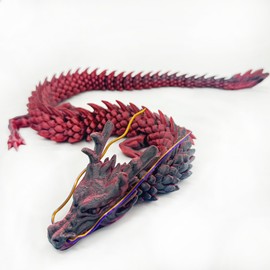 Istarziyi 3D Printed Dragon - 24-inch Articulated Movable Dragon, Sensory Fidget Toys for ADHD & Anxiety Relief, Gift for Dragon Lovers, Home Office Desk Decor (Red)