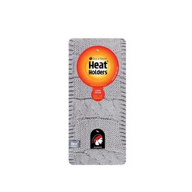 Heat Holders - Ladies Thick Cable Knitted Fleece Lined Thermal Winter Empty Skull Ear Warmer Headband (One Size, Light Grey)