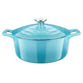 La Cuisine Enameled Cast Iron Dutch Oven Casserole Pot with Lid 6.5 QT 11" /28cm Dia. Internal Matte Black Enamel Coating Gold-Plated SS Lid Handle Oven Safe up to 500° F for bread baking, Cranberry