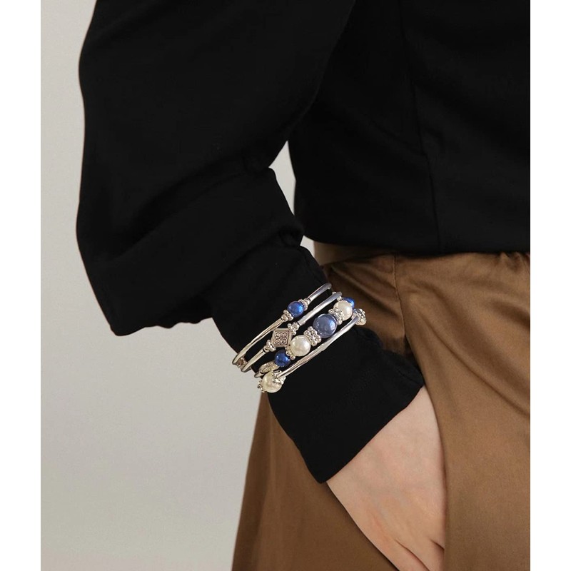 Pulsera de cuentas para mujer, pulsera de plata para mujer,
