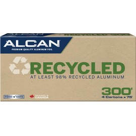 ALCAN Recycled Aluminum Foil 12 inches x 75 feet 4-Pack, Silver