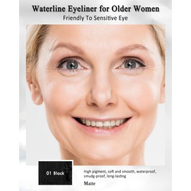 Black Gel Eyeliner for Older Women, Waterproof Smudge-Proof Retractable Eyeliner Pencil, Long Lasting 24H, Matte Cream Eyeliner Waterline with Sharpener, Eye Liner for Mature Women Sensitive Eyes-2Pcs