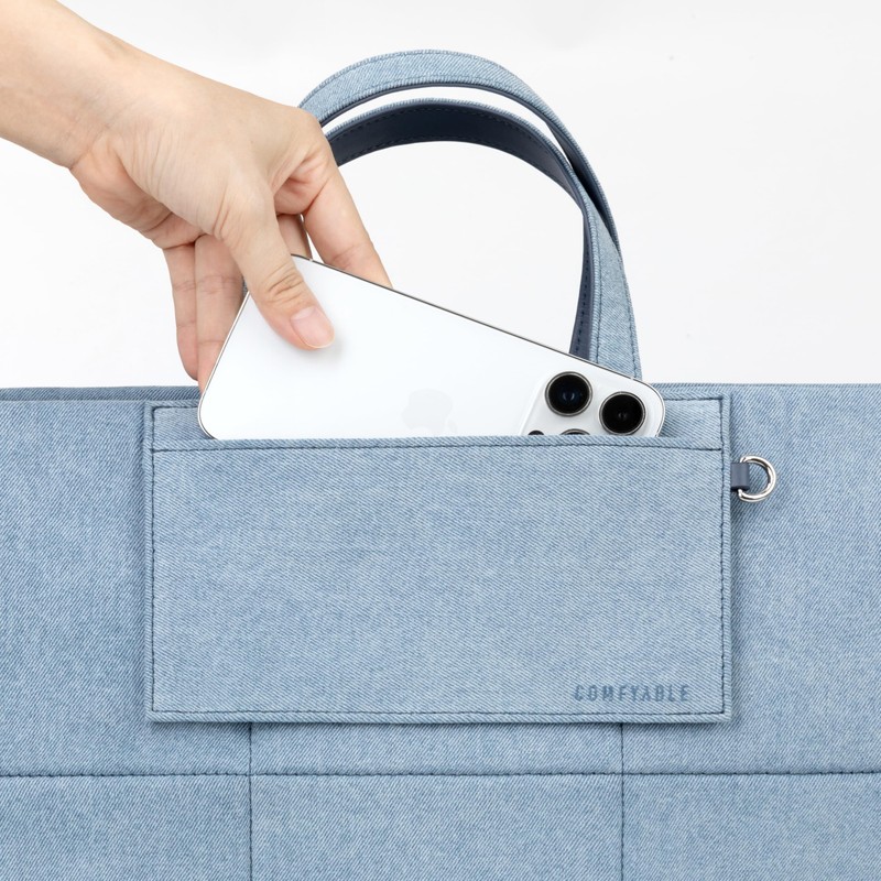 Comfyable Laptop Tote Bag for Women, Denim Purse with Large