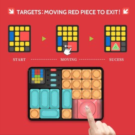 Super Slide Puzzle Thinking Game, Magnetic Sliding Slider Brain Trainer Puzzle with Over 500 Levels, Handheld Electronic Games, Logic Training Klotski Travel Toy for Children and Adults