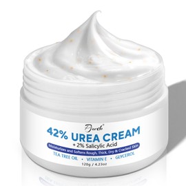 Pjordo Urea Cream 42% with 2% Salicylic Acid, Urea Foot Cream for Cracked Heels and Dry Skin, Foot Repair Lotion Maximum Strength with Tea Tree Oil Vitamin E, Foot Moisturiser for Women & Men