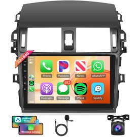 2G 64G Car Radio Stereo for Toyota Corolla 2009-2013, Rimoody Android 13 Wireless Carplay and Android auto 9’’ Touch Screen Bluetooth FM HiFi GPS WiFi Mirror Link RCA USB SWC Backup Camera