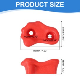 PATIKIL Rock Climbing Holds, 10 Pcs Small Climbing Rock Wall Grips Play Set Climber Attachments with Double Hole for Playground Accessory Indoor Outdoor Tree Training, Red-B