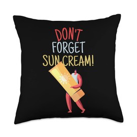Funny Sunscreen Gifts Don't Forget Sun Cream, Awareness, Uv Safety Throw Pillow, 18x18, Multicolor