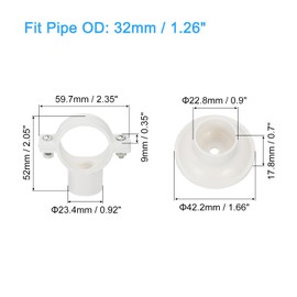 uxcell 12Pcs PVC Water Pipe 32mm Clamps Clips with Base, Fit for 32mm/1.26" OD Tubing Hose Hanger Support, Plastic Pipe Hanger Clamp Water Pipe Support