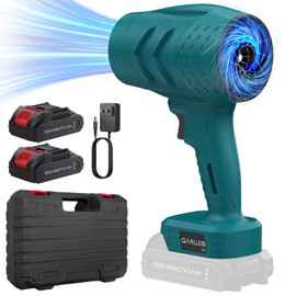 GARLLEN Cordless Leaf Blower, 21V Power Air Duster Leaf Blower Violent Turbofan Turbo Blower, 35000RPM Jet Dry Blower with Battery & Charger for Lawn Care, Car Driveway (2 Battery)