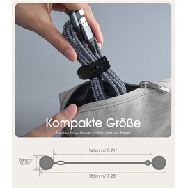 Nearockle 10Pcs Reusable Magnetic Cable Ties, 2024 Upgraded 7.3" N52 Strong Magnet Cable Clips Cord Organizer for Desk Electrical Cords, Charging Cords, Whiteboard Fridge Magnets (Black)