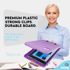 Plastic Clipboard with Storage - Heavy Duty Plastic Storage Clipboard with Low Profile Clip with Storage Compartment Case Letter Size, Also Avail in Blue, Pink, Red, Green, Grey, Black –by Enday