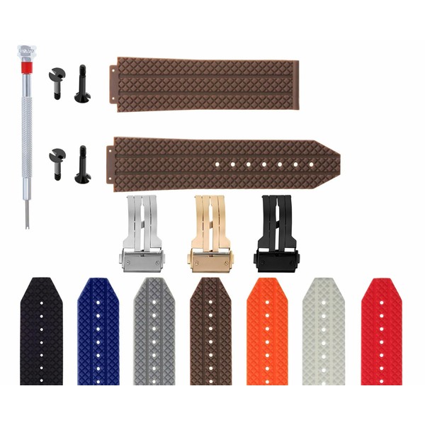 Ewatchparts 24-25mm Rubber Watch Band Strap Compatible With Hublot Big