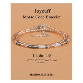 Funny Morse Code Bracelets 1 John 4:8 Bible Verse Bracelets for Women Baptism Religious Christian Gifts God Faith Presents for Sister Daughter Niece