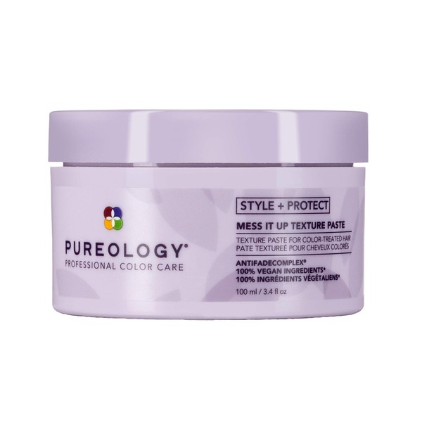 Pureology Peine + Protect Mess It Up pasta de textura | Para cabello tratado con color | Textura y brillo de agarre medio | Sin sulfatos, vegano | Embalaje actualizado | 3.4 onzas líquidas |