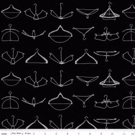 Riley Blake Designs Press On Wire Hangers Black  / Sold by The 1/2 Yard
