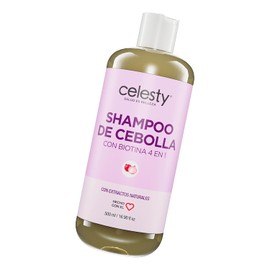 CELESTY | Shampoo sin Sulfatos y Parabenos - Shampoo De Cebolla Con Biotina | Antioxidante Sin Sal - Vegano Ideal para el Cuidado del Cabello Limpio y Saludable - Para Todo Tipo de Cabello | 500ml