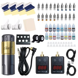 Chiitek Wireless Tattoo Kit Rotary Pen Portable tattoo Machine kit Battery*2 - Tattoo needles