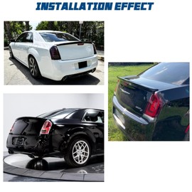 Spoiler for 2011-2023 Chrysler 300 Without Drilling ABS Rear Trunk Spoiler Wing Compatibble with Chrysler 300 300C 300S Accessories(Glossy Black)